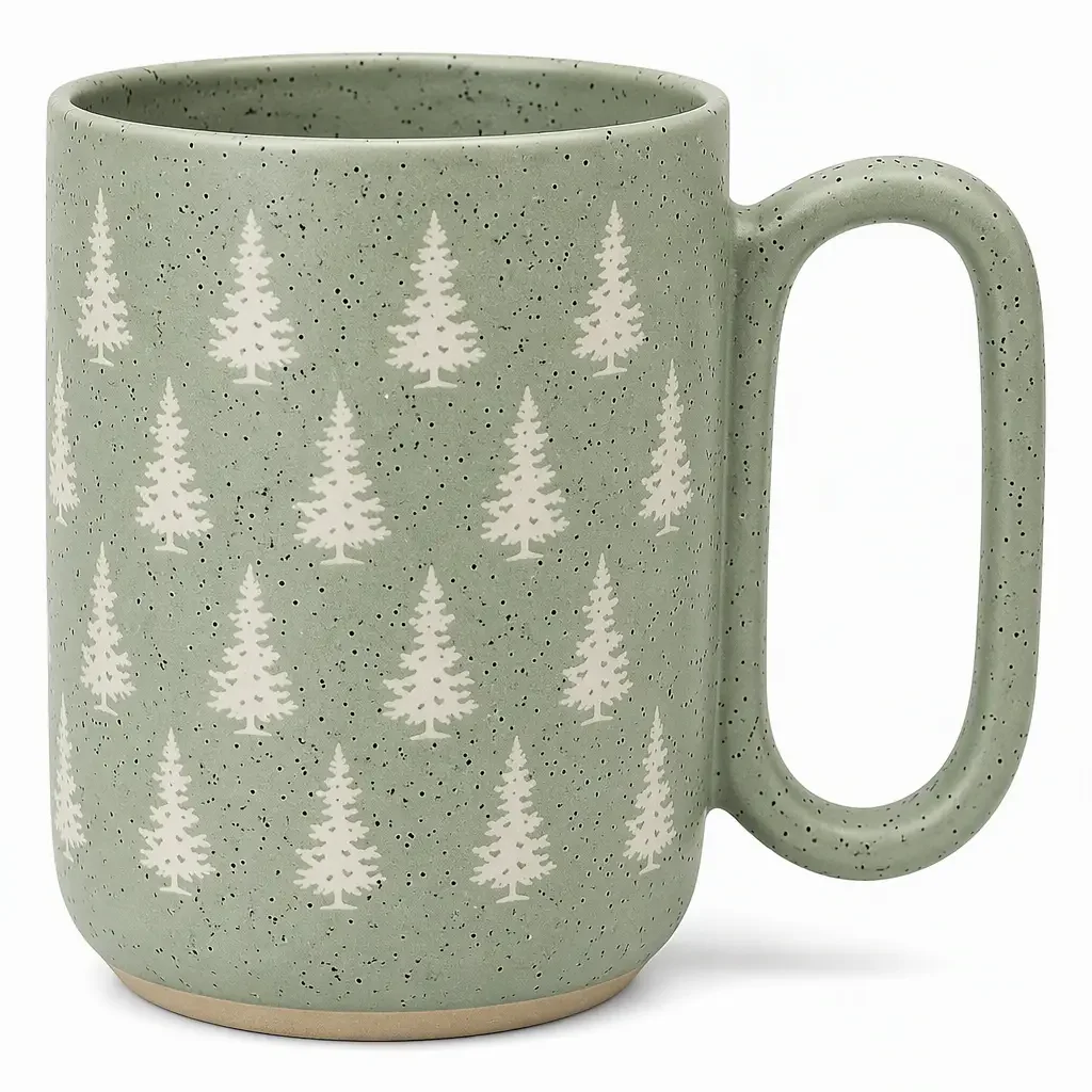 Custom Christmas Ceramic Mugs with Snowflake and Christmas Tree Designs