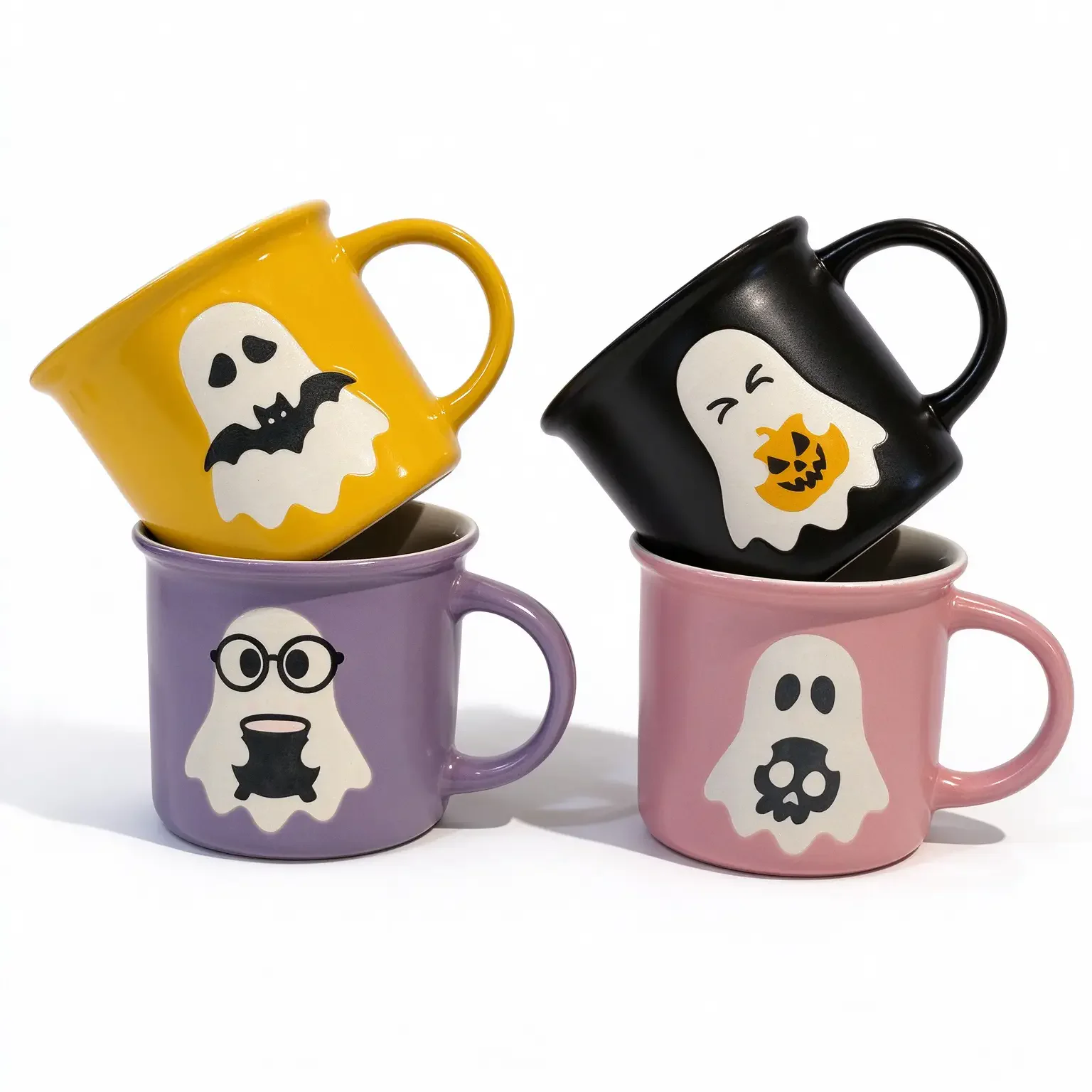 Custom Cute Ghost Halloween Ceramic Mugs | OEM Campfire Stoneware Mug Manufacturer