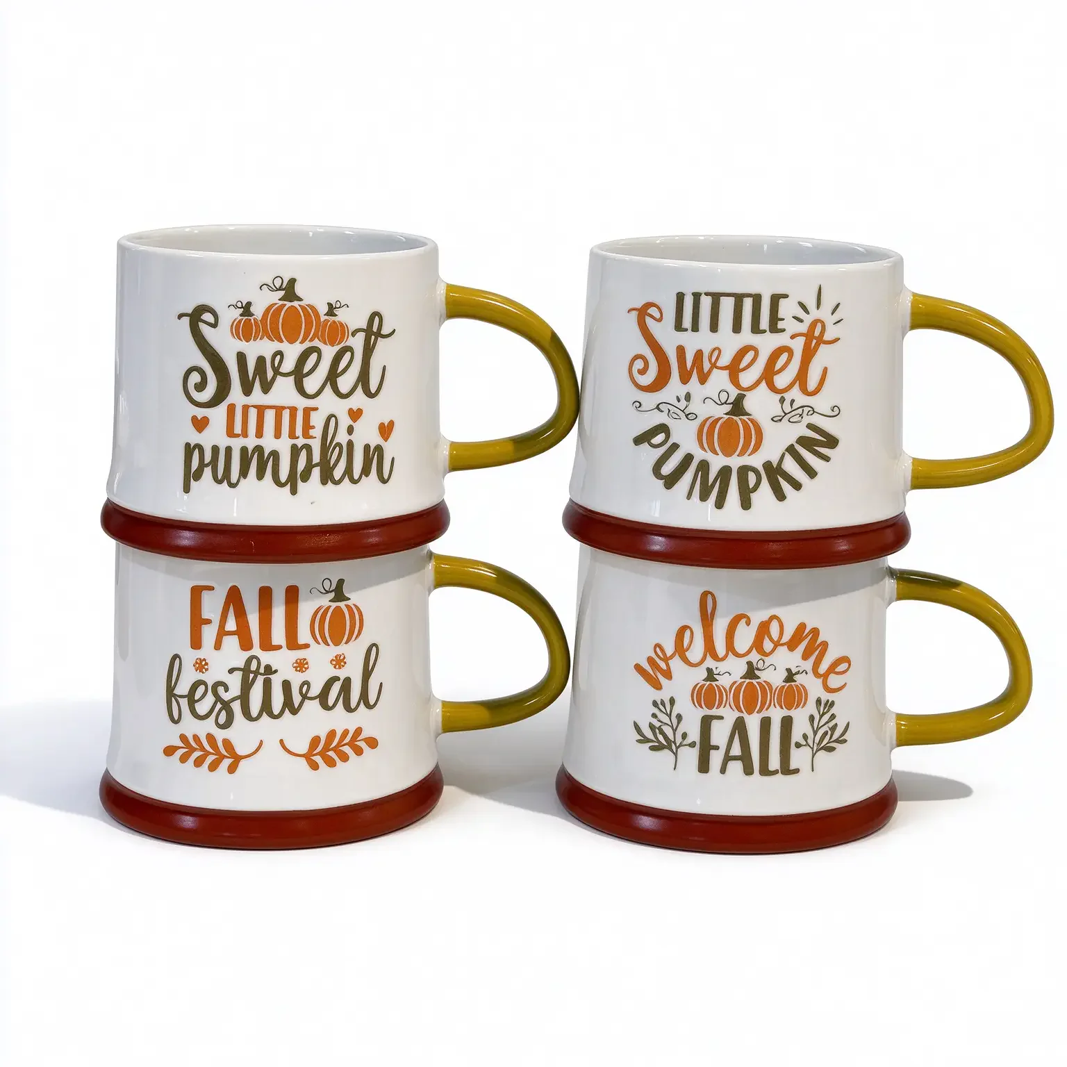Custom Fall Harvest Pumpkin Ceramic Mugs with Handle | OEM Autumn Stoneware Mug Manufacturer