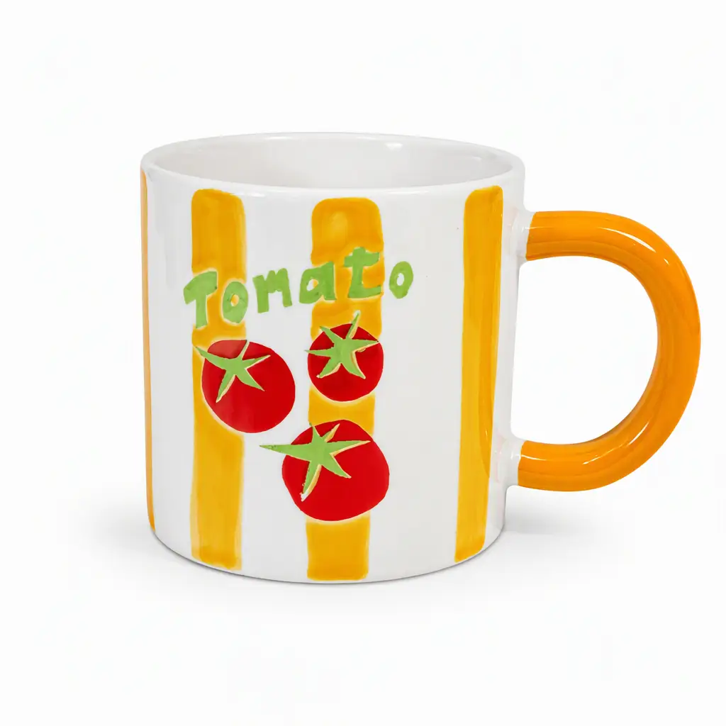 Custom Fruit Pattern Ceramic Mugs with Colorful Handles | OEM Manufacturer