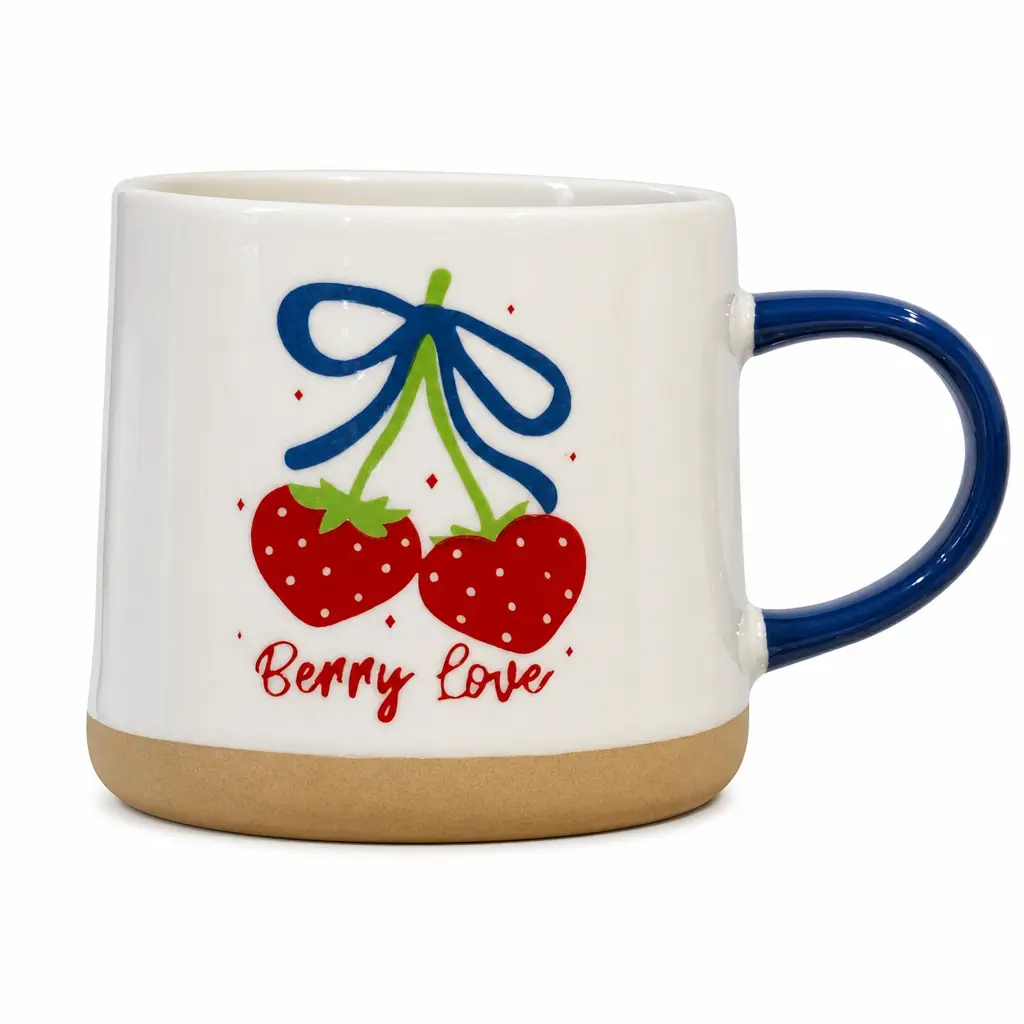 Custom Strawberry Ceramic Mugs with Ribbon Bow Patterns | OEM Mug Manufacturer